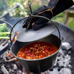 Hanging Cooking Pot with Lid with Bean Stew - Firepits UK - Lifestyle - LoRes07471600x600