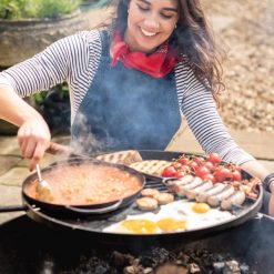 Roo's English Breakfast cooking on Plain Jane with Swing Arm Close Up
