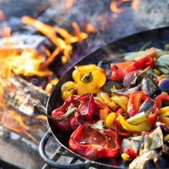 Wine Glass Fire Pit - with food at Trostrey - WEB - 600x600 - Lo Res