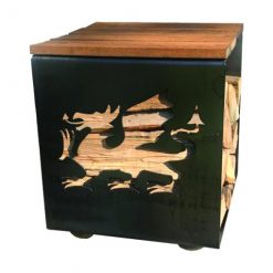 Log Store Seat Dragon,Outdoor fire pit, log store seat, outside log store, outdoor log stores, outdoor log storage UK
