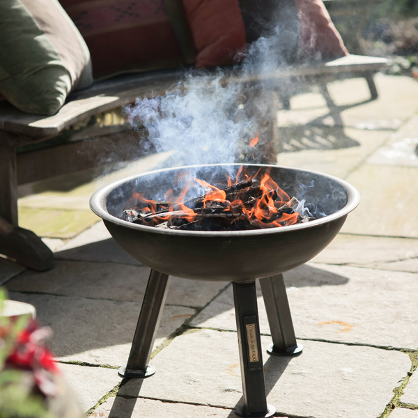 TriPit Fire Pit Lit on Patio Lifestyle - Firepits UK - LoRes 8