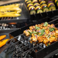 BBQ King 80 - Fire Pit - Lifestyle close up kebab racks - Firepits UK - WEB 600x600 - Lo Res