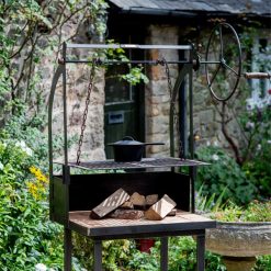 Katherine Wheel BBQ on stand on patio - Lifestyle - Firepits UK - LoRes600x600 489