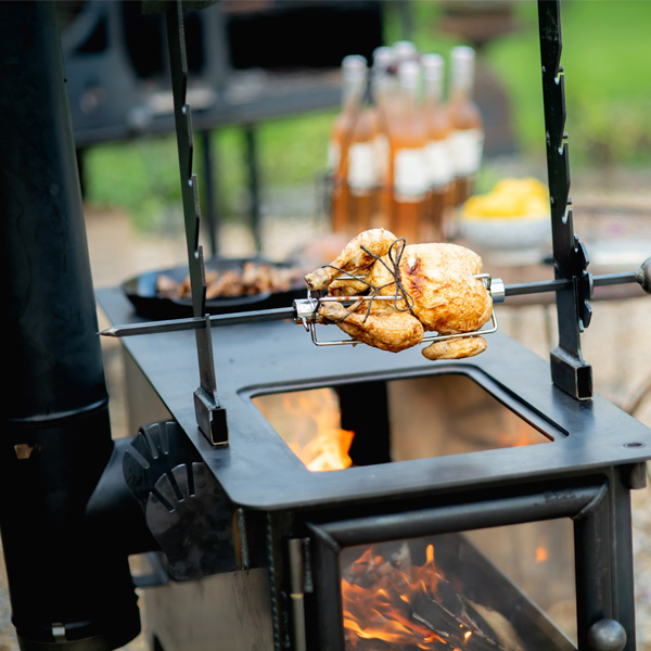 Large Outdoor Wood Burner - Lifestyle rotisserie - Firepits UK - WEB 600x600 - Lo Res