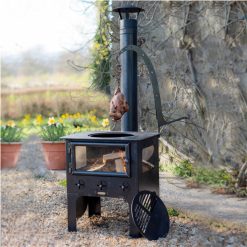 Medium Outdoor Wood Burner BBQ - Lifestyle lit 3 - Firepits UK - WEB 600x600 - Lo Res
