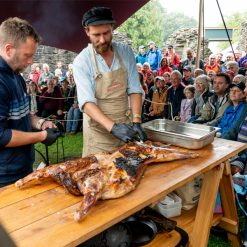 Lamb cooked on Asado Cross