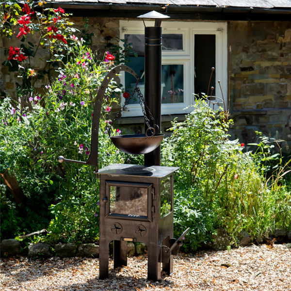 Small Outdoor Wood Burner - Squared - Lifestyle - Firepits UK - WEB 600x600 - Lo Res1